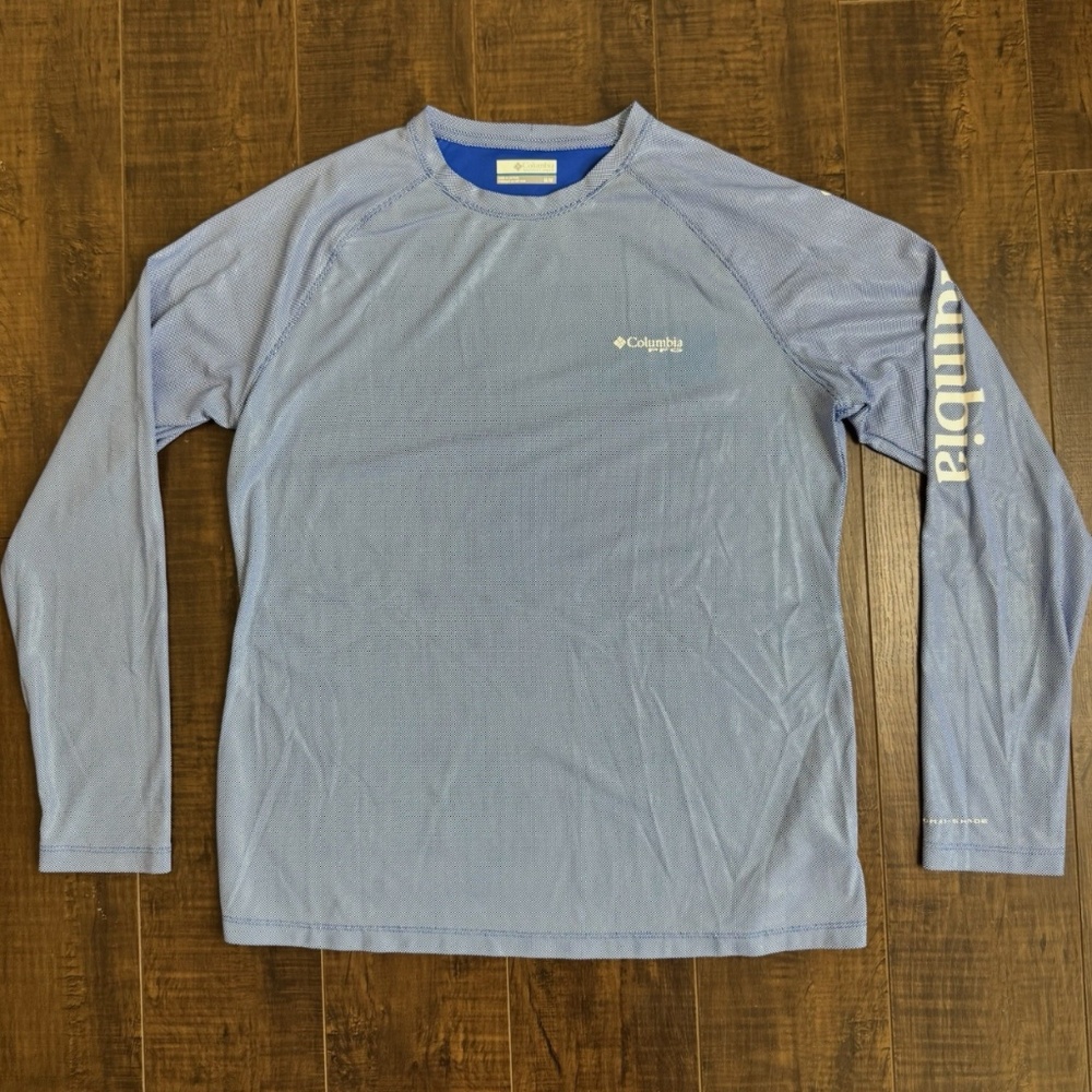 Columbia Sweater Mens M Blue PFG Fishing Outdoor Pullover Sweatshirt Longsleeve